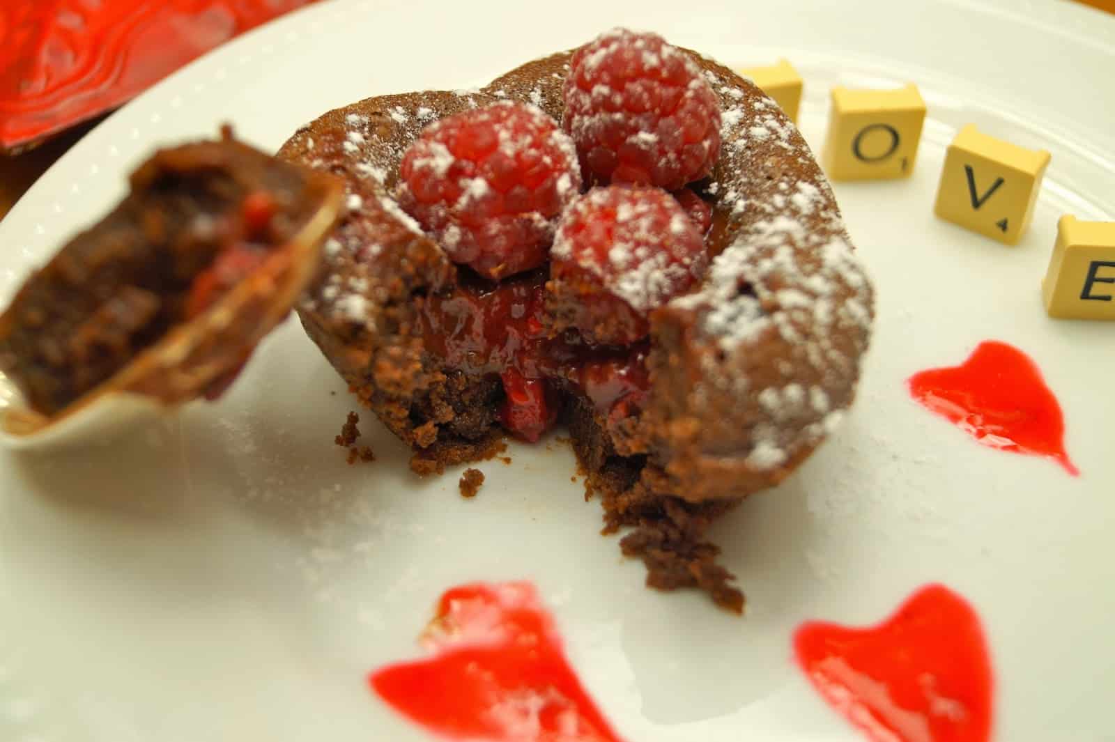 Double cœur coulant chocolat framboise