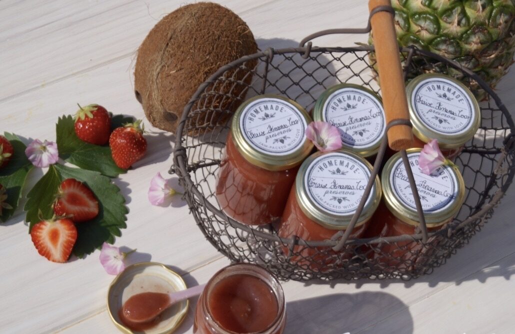 Confiture fraise-ananas-coco