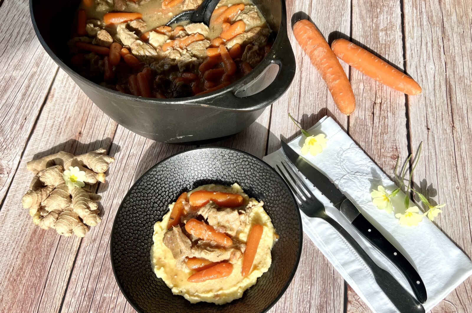 Sauté de veau carottes-gingembre